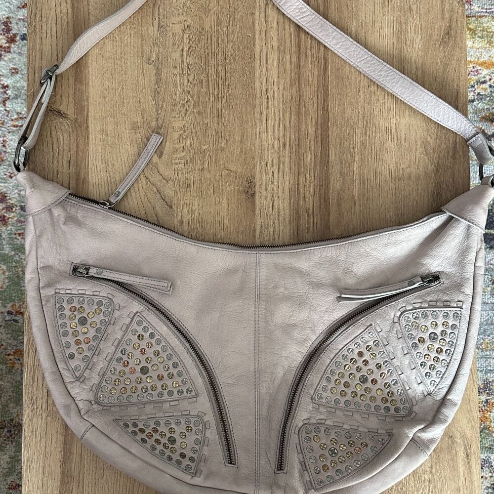 Free People Grey Leather Shoulder Bag